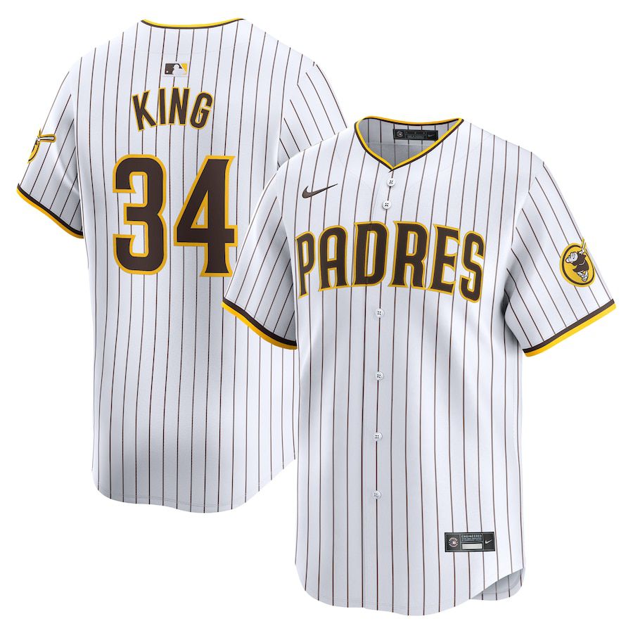 Men San Diego Padres #34 Michael King Nike White Home Limited Player MLB Jersey